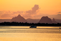 Glasshouse Mountains sunset from Bribie Island